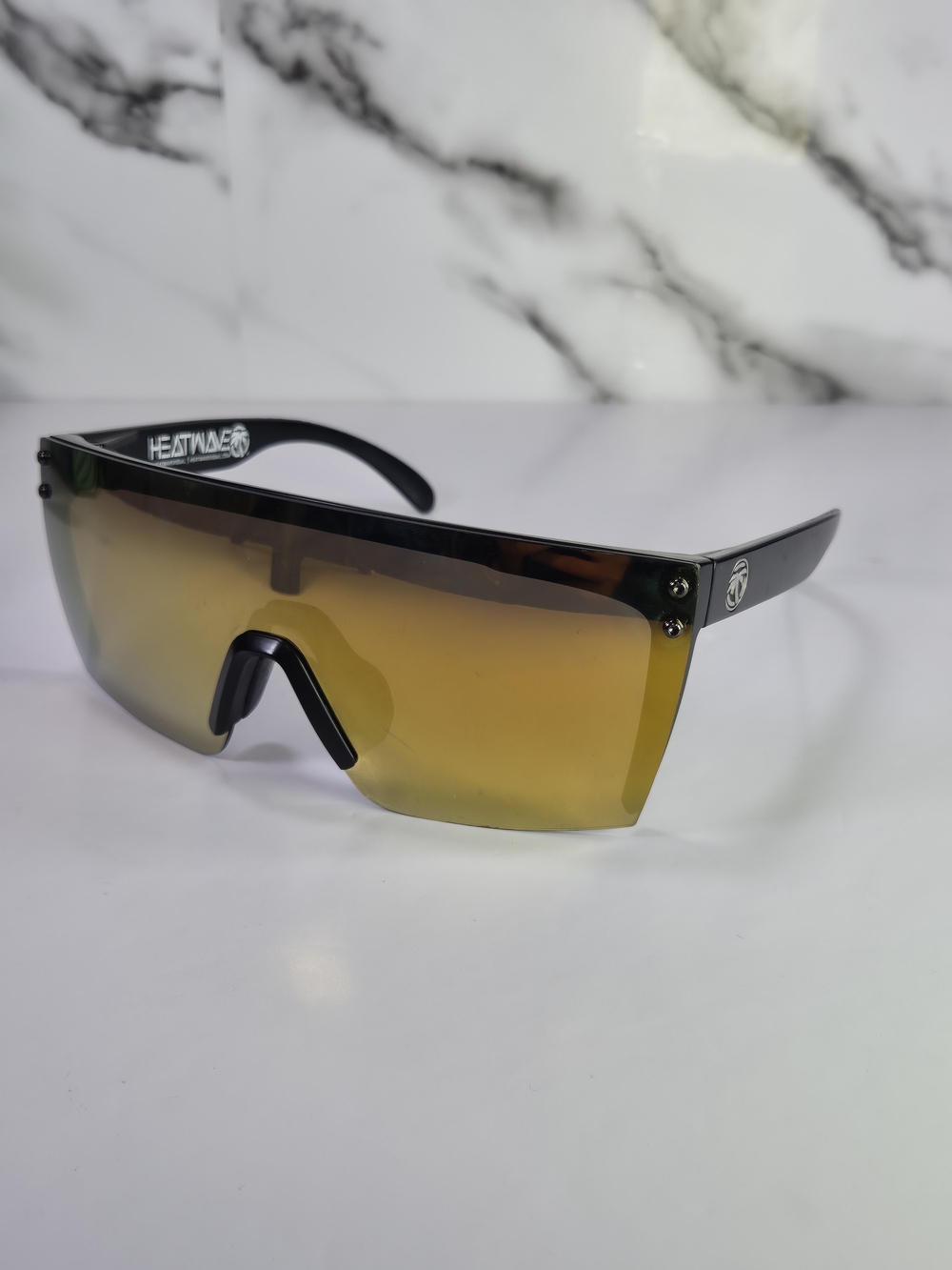 Heat wave Visual Lazer Z87 Men's Shield Sunglasses Amber Lens, Black Frame